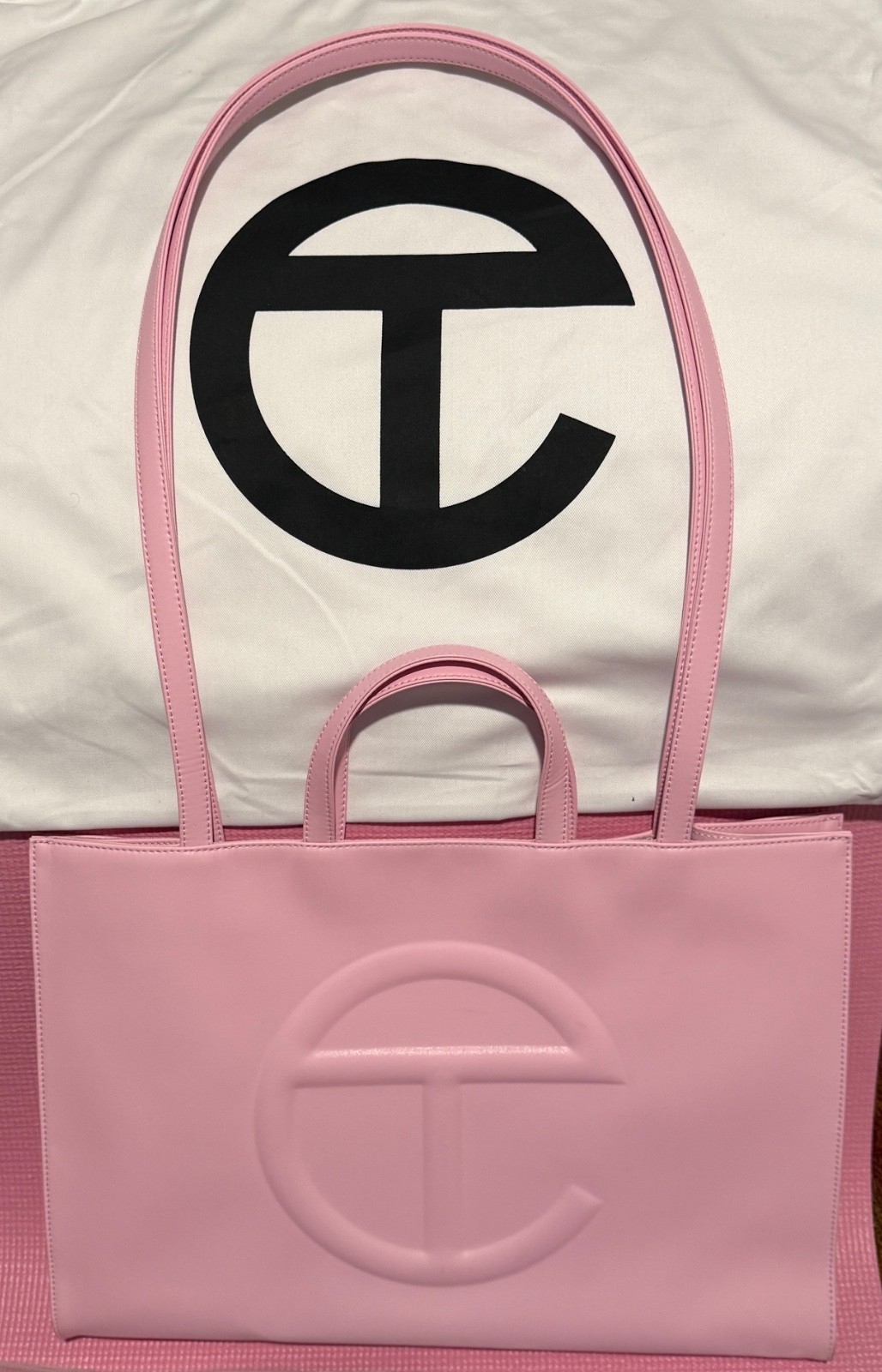 Telfar LARGE BUBBLEGUM Shopping Bag (used once) & Original Dust Bag. TF-012-BG-L