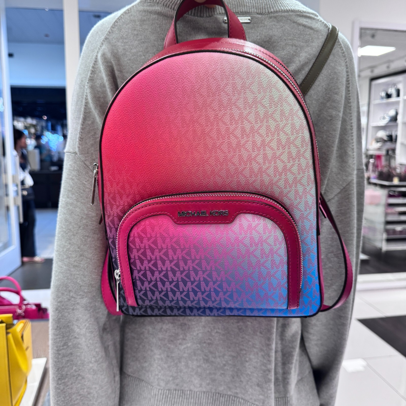 MICHAEL KORS JAYCEE Medium ZIP POCKET BACKPACK BAG MK Dark Raspberry Multi