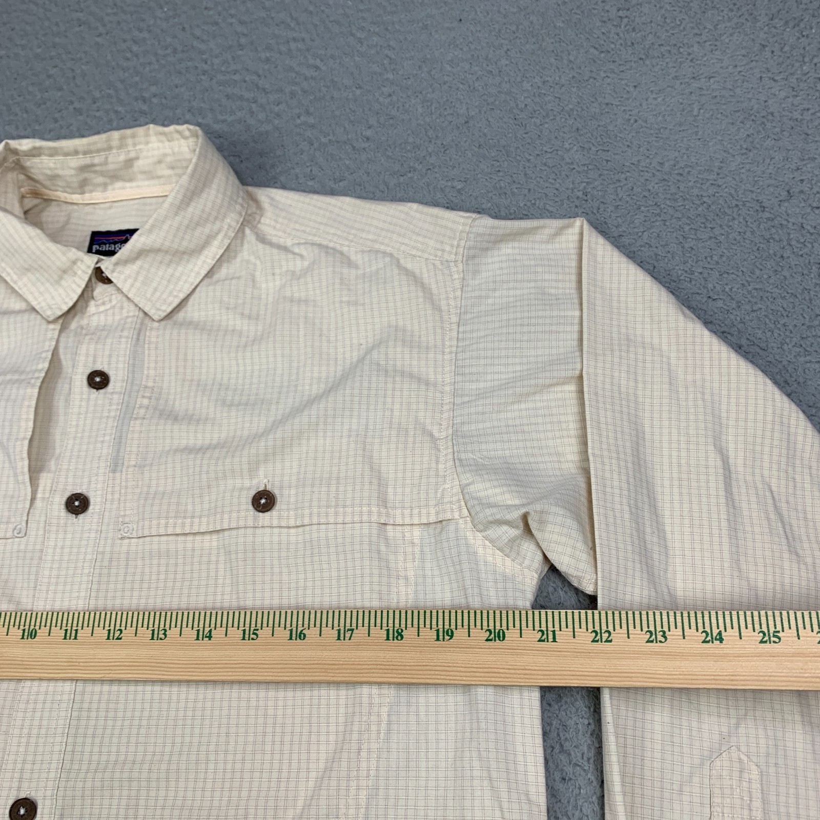Patagonia Island Hopper Shirt Mens Small Yellow Beige Vented Fishing