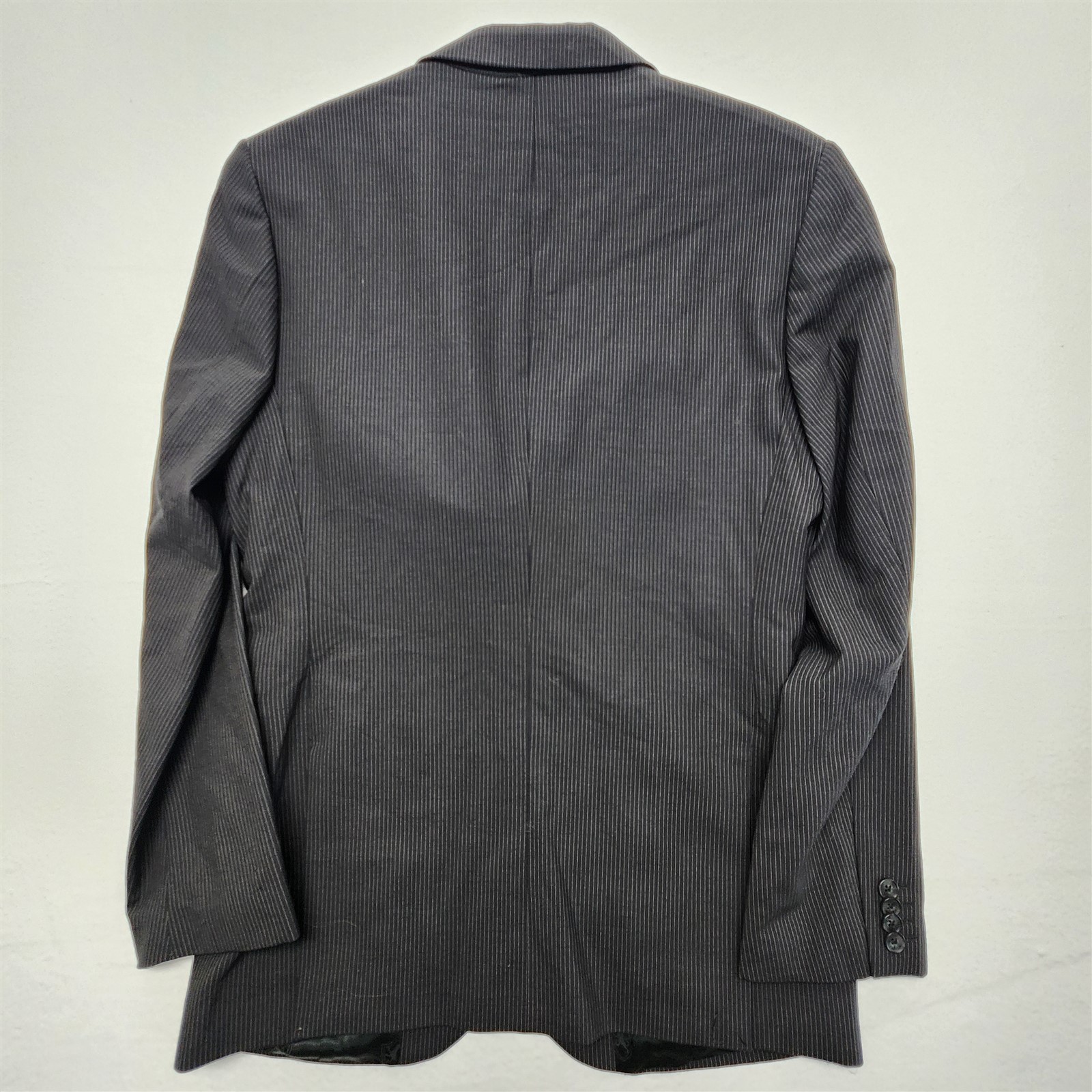 Express 38R 32×30 Black Pinstripe Wool Blend Stretch 2Btn 2Pc Jacket Pants Suit