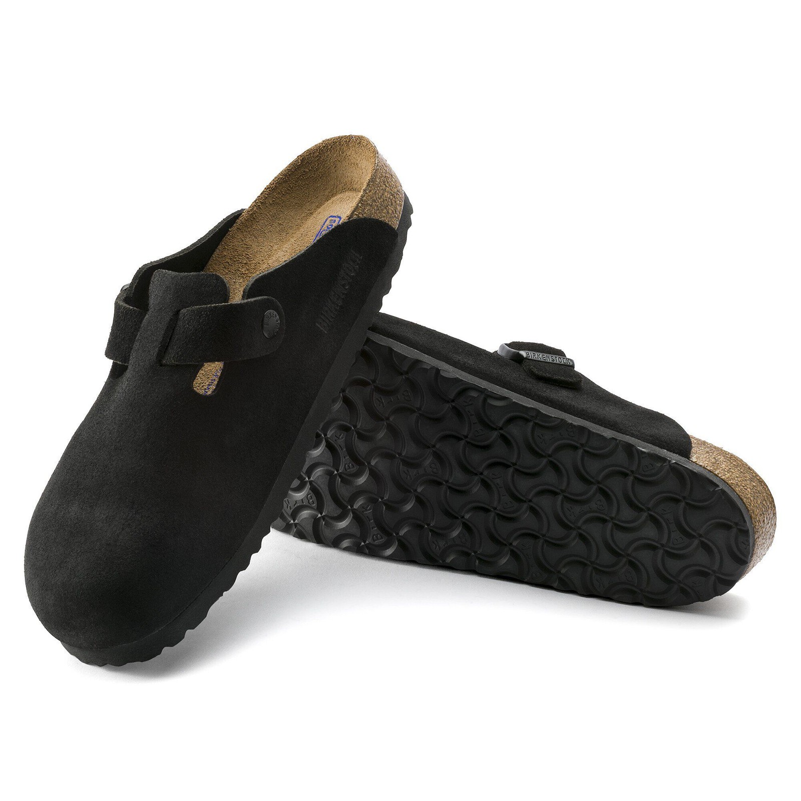 New Birkenstock Boston Suede Leather Soft Footbed Black
