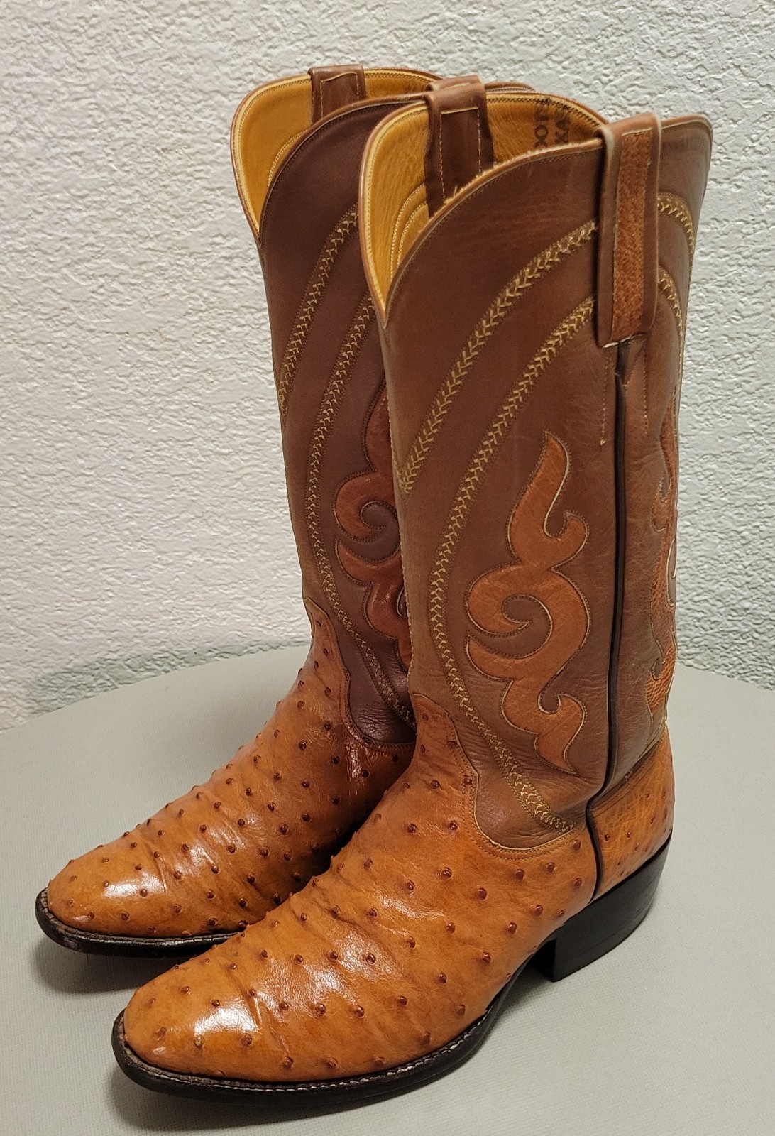 ROGERS HANDMADE OSTRICHSKIN WESTERN BOOTS SIZE 8 1/2 D