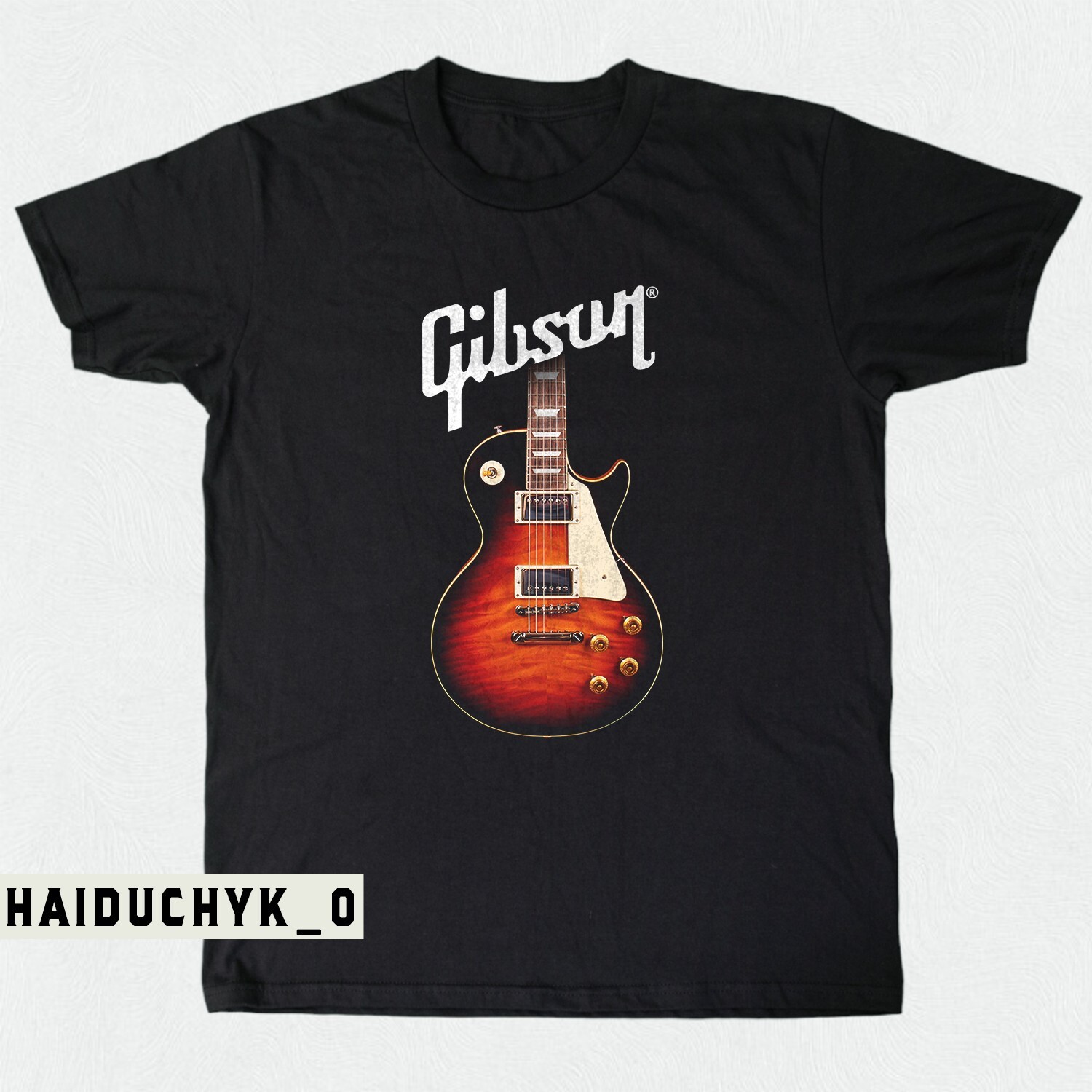 New Gibson Tee Les Paul Guitar Unisex Black T-shirt S-5XL