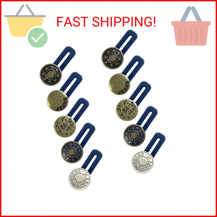10 Pcs Expander Button for Extender Jeans Pants Collar, 5 Styles Pants Waist No
