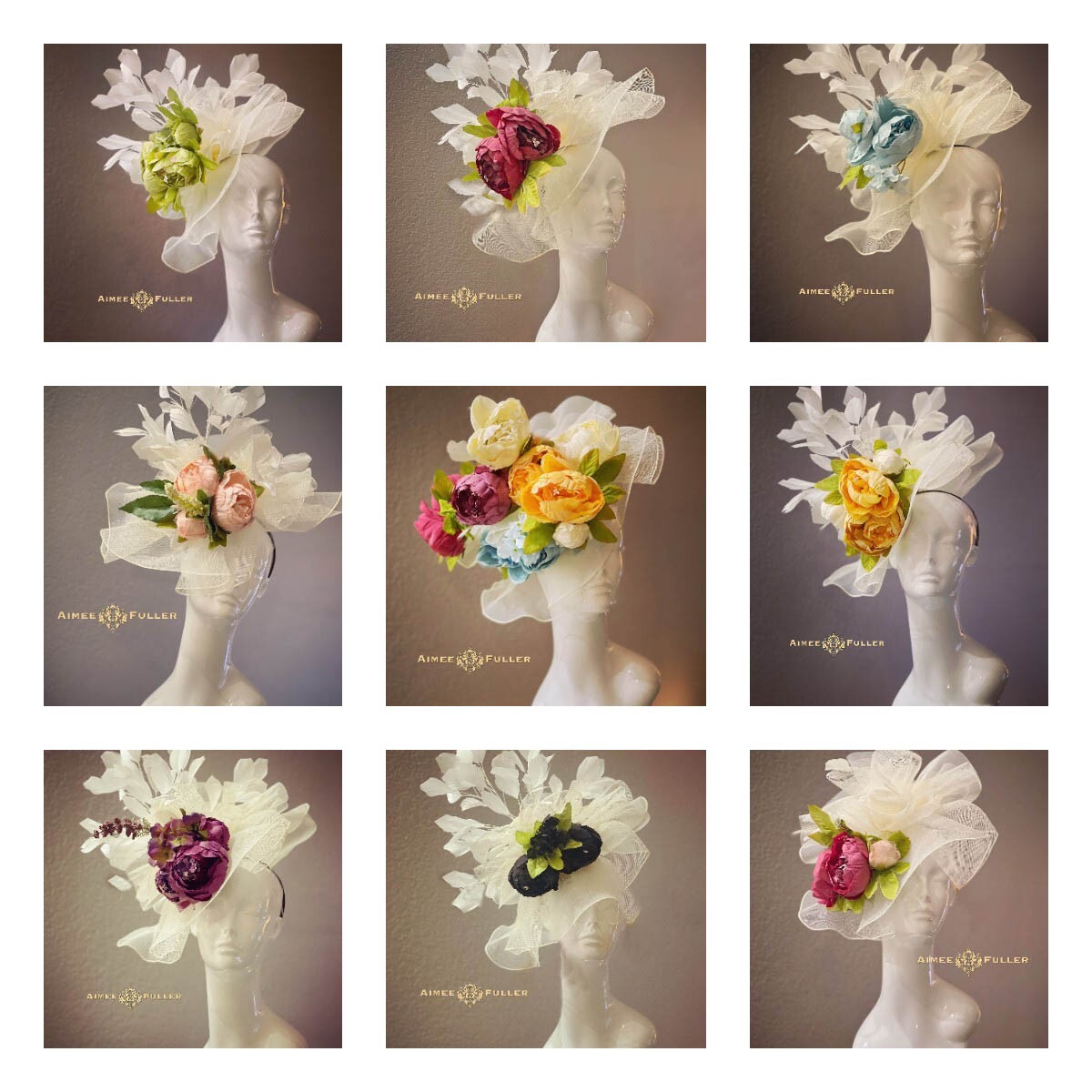 Kentucky Derby Fascinator Ivory White Moss Green Rose Hat Royal Ascot Bridal Hat