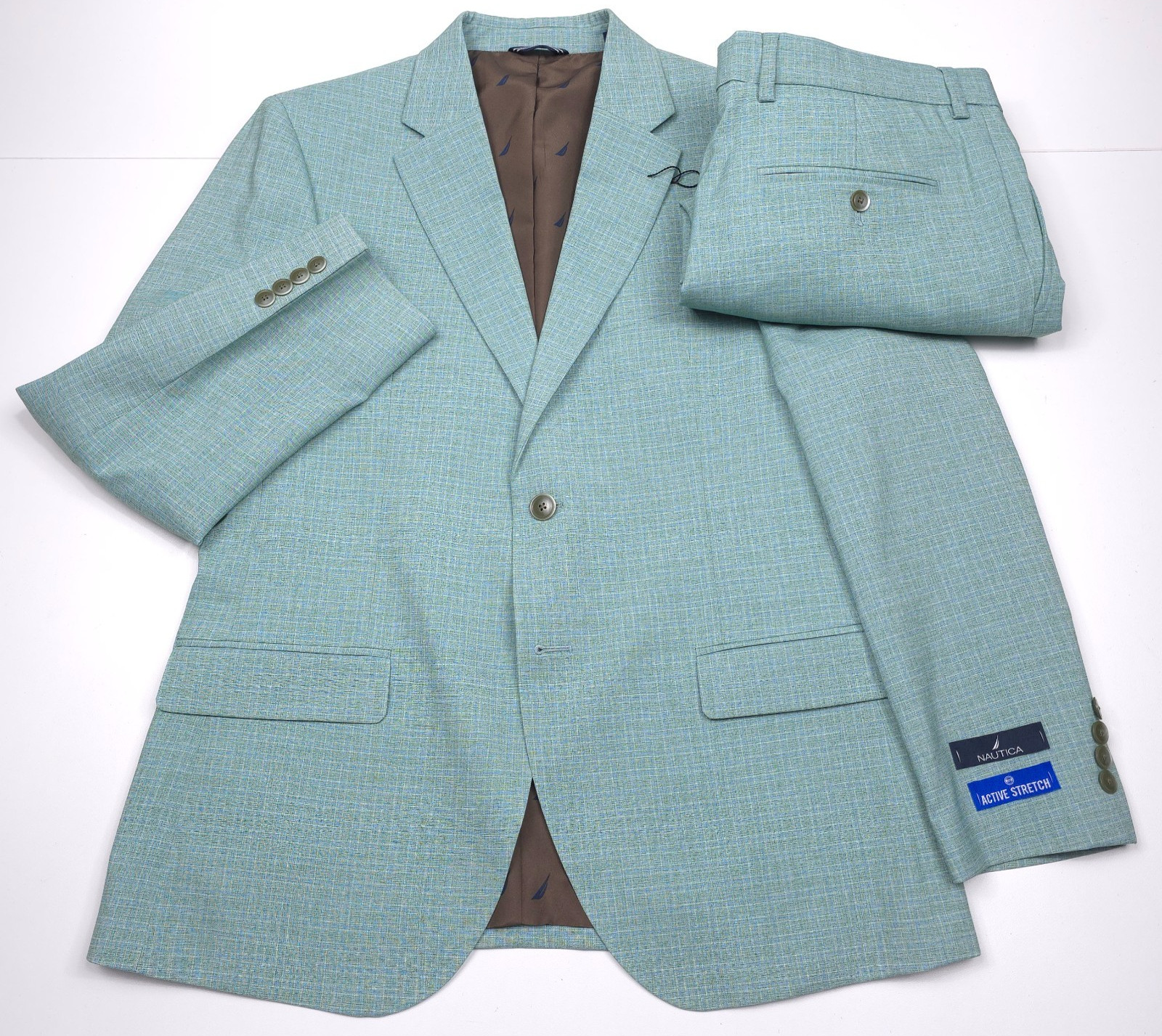 Nautica Gaff Suit Mens 38S X 32 Modern Fit Mint Green Two-Piece Nested