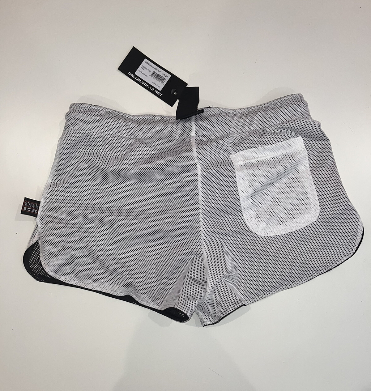 CELLBLOCK 13 White & Black Midfield Mesh Reversible Short Cell Block 13 Large