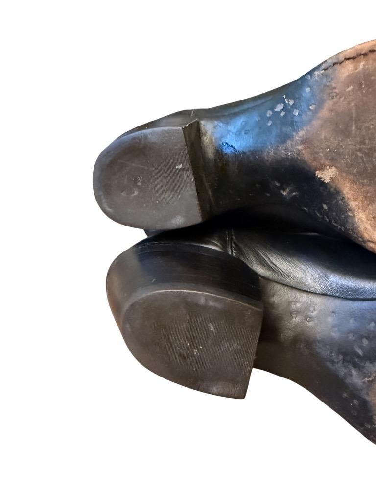 Vintage J Chisholm Black Leather Cowboy Boot Women size 6.5