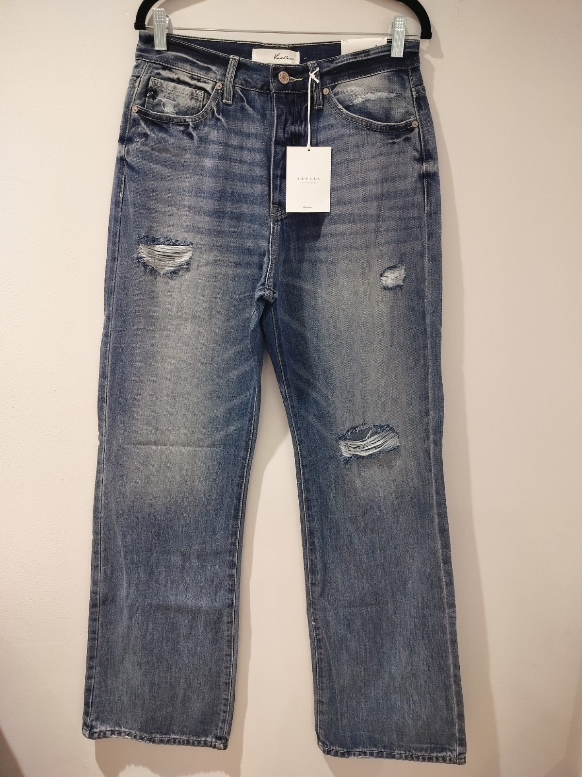 KanCan 90s Flare Jeans Womens 9/28 High Rise Distressed Medium Wash NWT