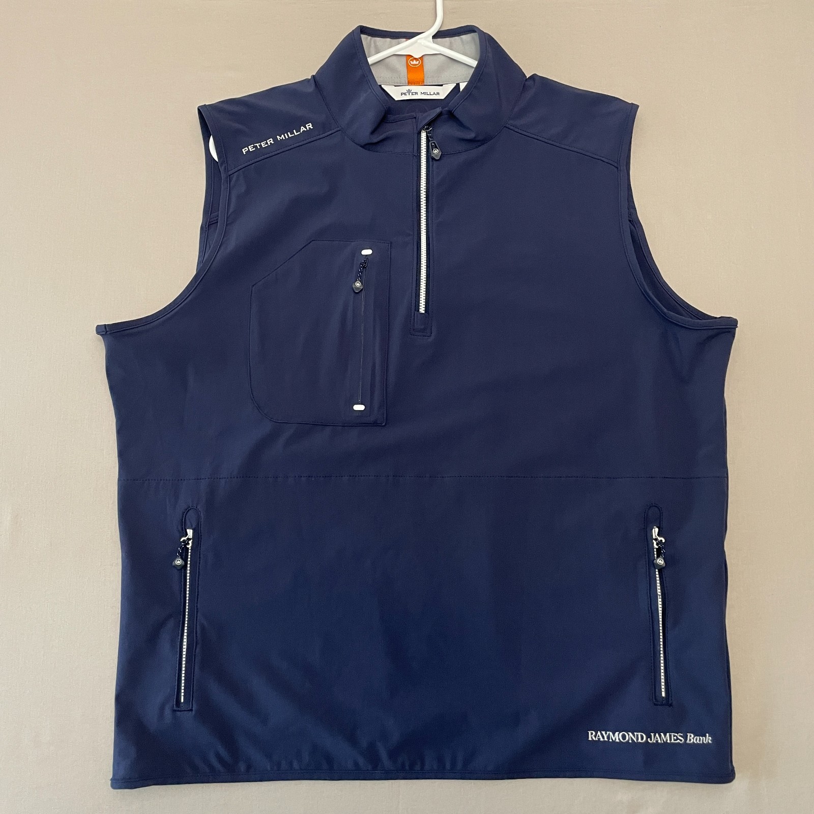Peter Millar Crown Sport Men’s L Navy Blue Vest Quarter Zip Performance Golf