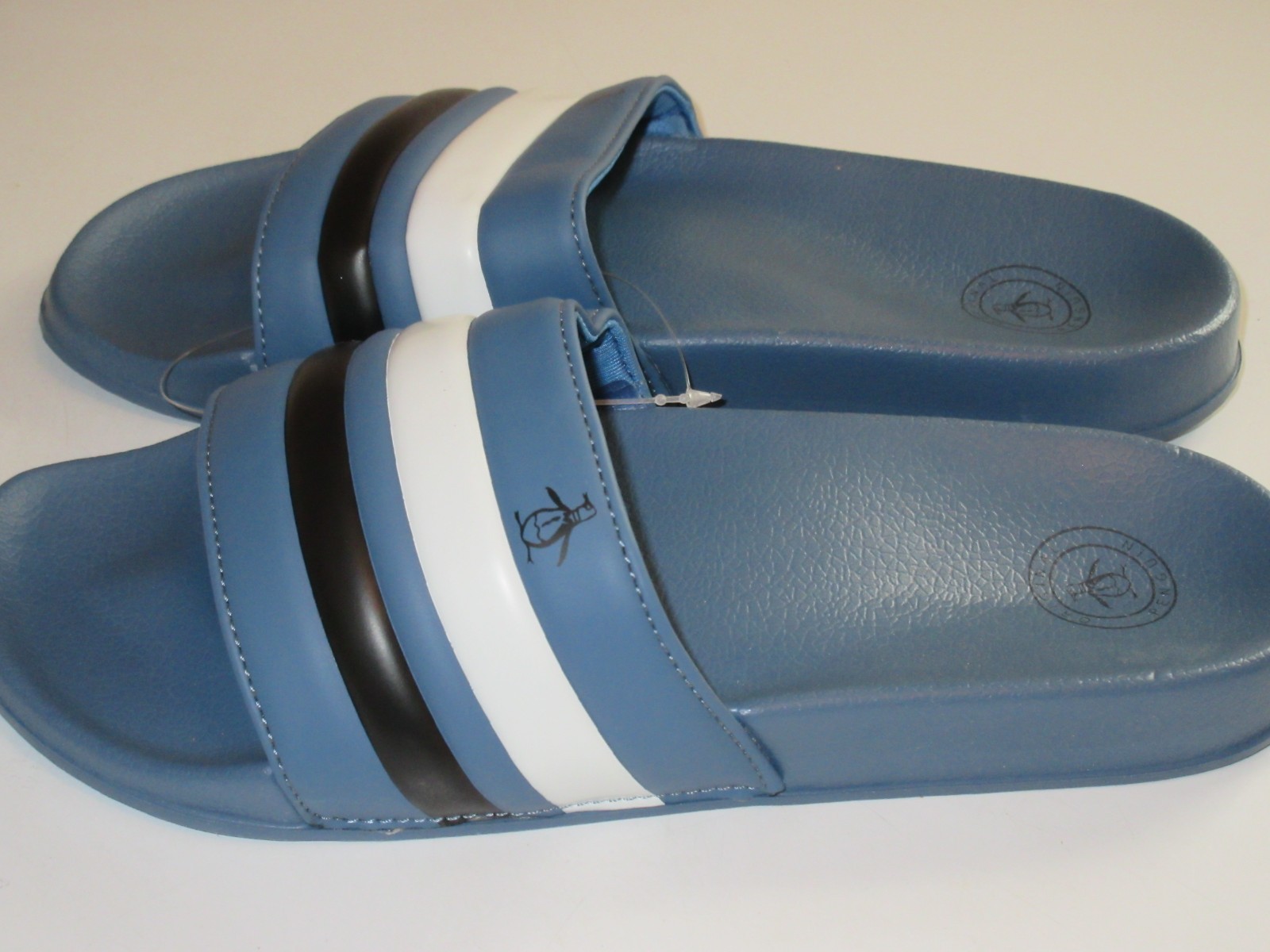 Original Penguin Men’s Earle Slide Sandal Blue White Dark Blue Black NWT Classic