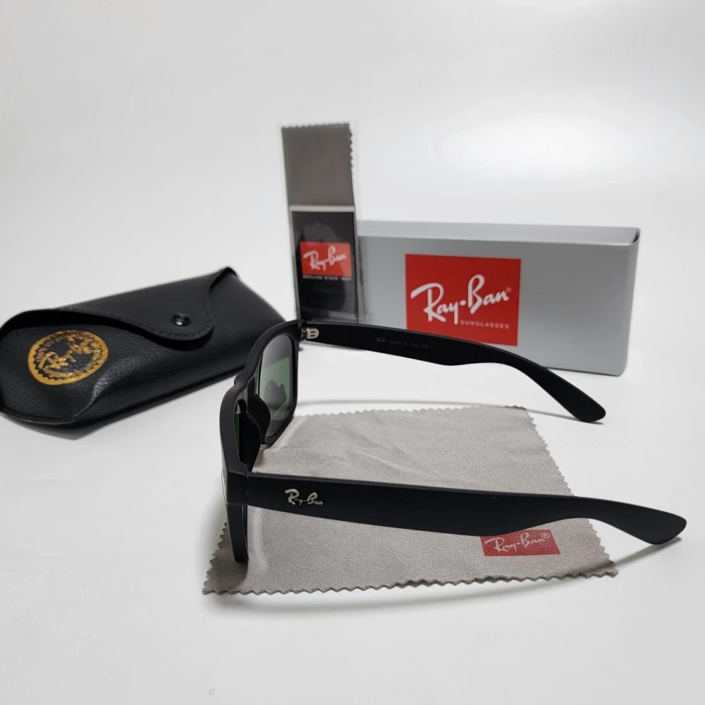 US Ray-Ban RB2140 Wayfarer Sunglasses Black Frame Glass Green Lens 50-22 mm