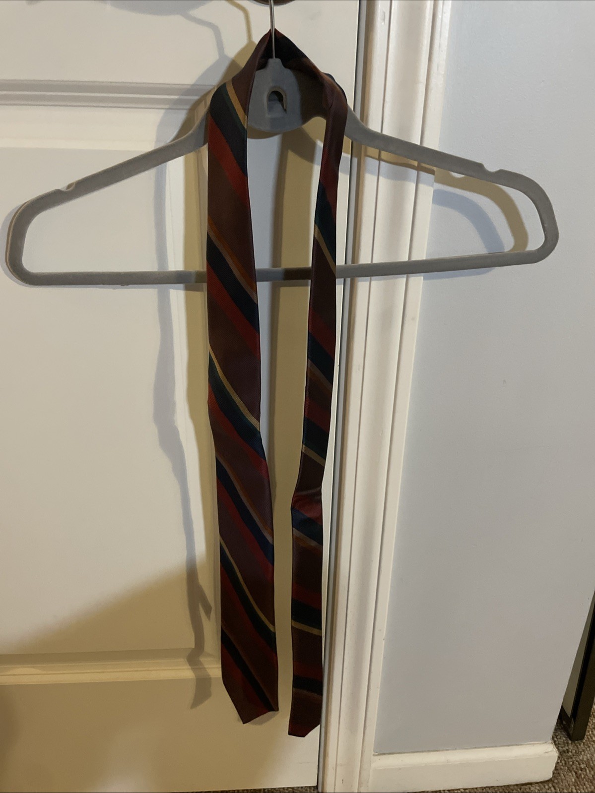 Vtg. Robert Talbott/Jack Henry Red Blue Classic Stripe 100% Silk Tie