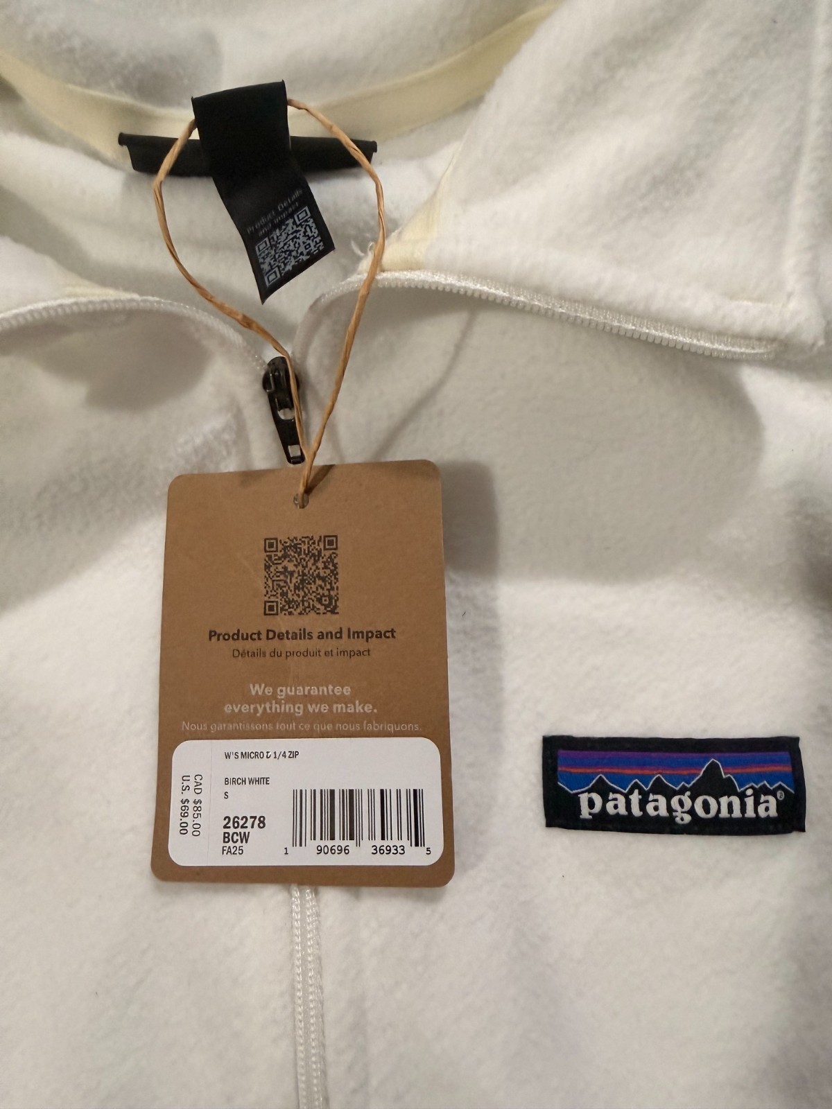 NEW Women’s Large Patagonia Micro D Half Zip Fleece Pullover Birch White, Sizes