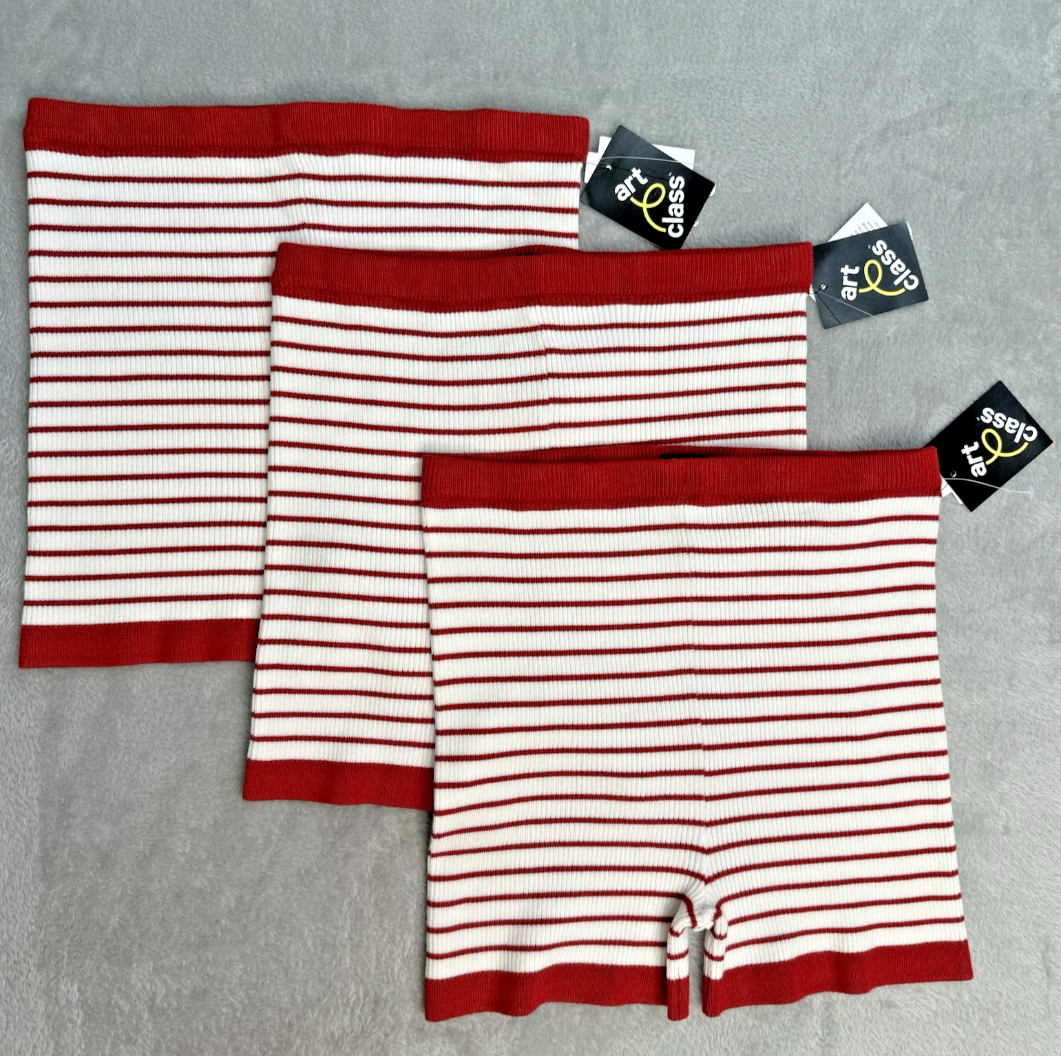 ART CLASS Girls XL 14 16 Rib Knit Foldover Shorts Lot 3 Red White Striped NWT