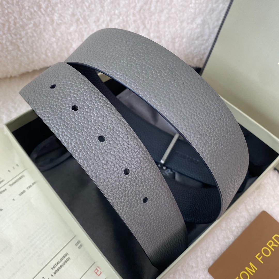 Tom Ford Belt Reversible Gray/Black Calfskin Leather