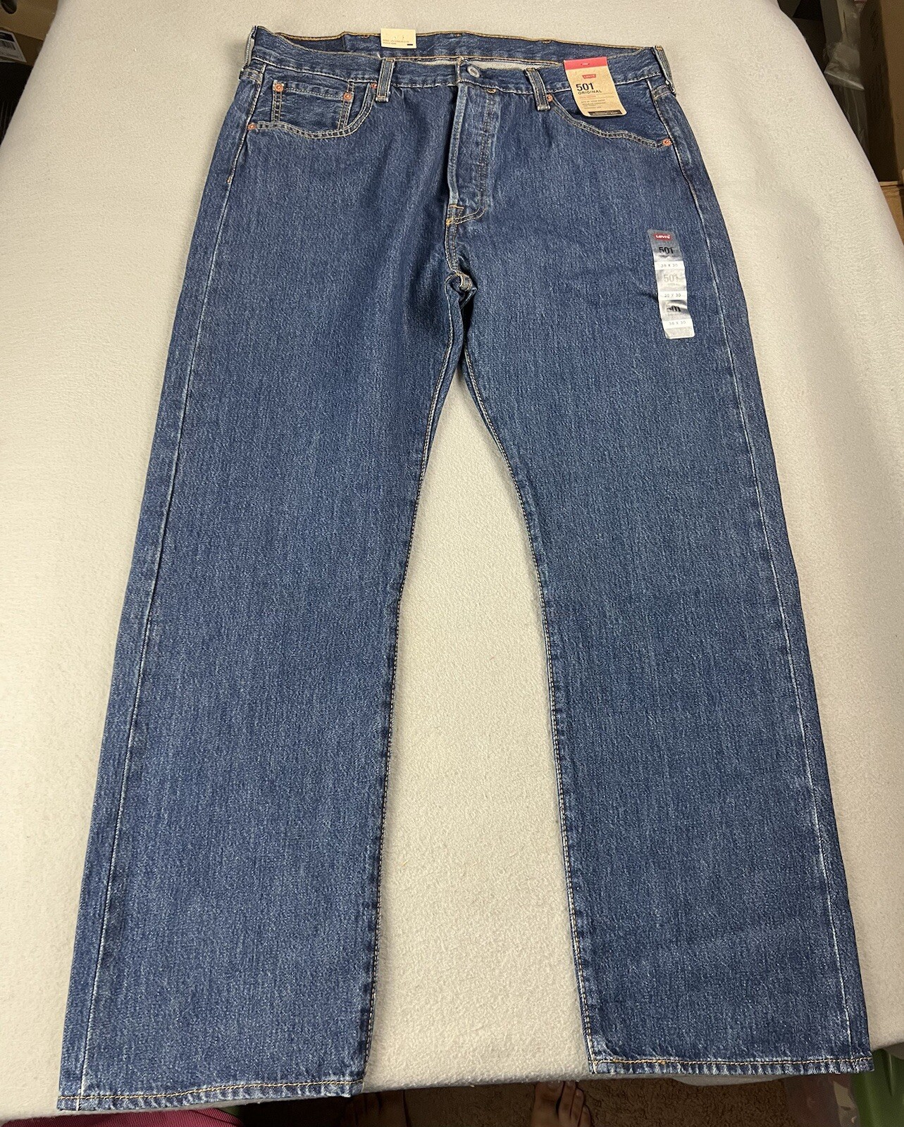 LEVI’S 501 Regular Fit Straight Leg Button Fly Jeans W38 L30 Dark Stonewash NWT