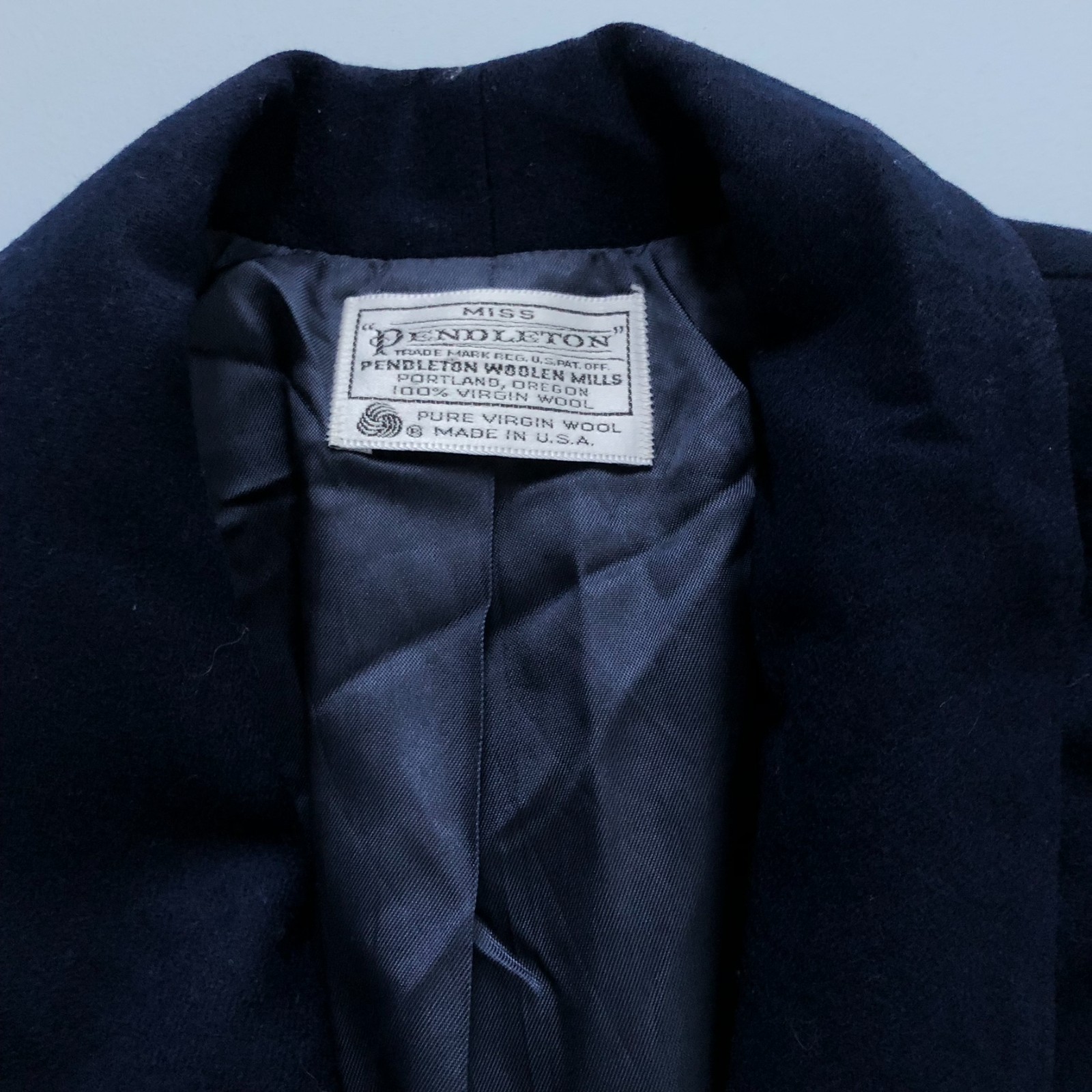 Vintage Pendleton Jacket Womens Medium Navy Wool Made In USA One Button