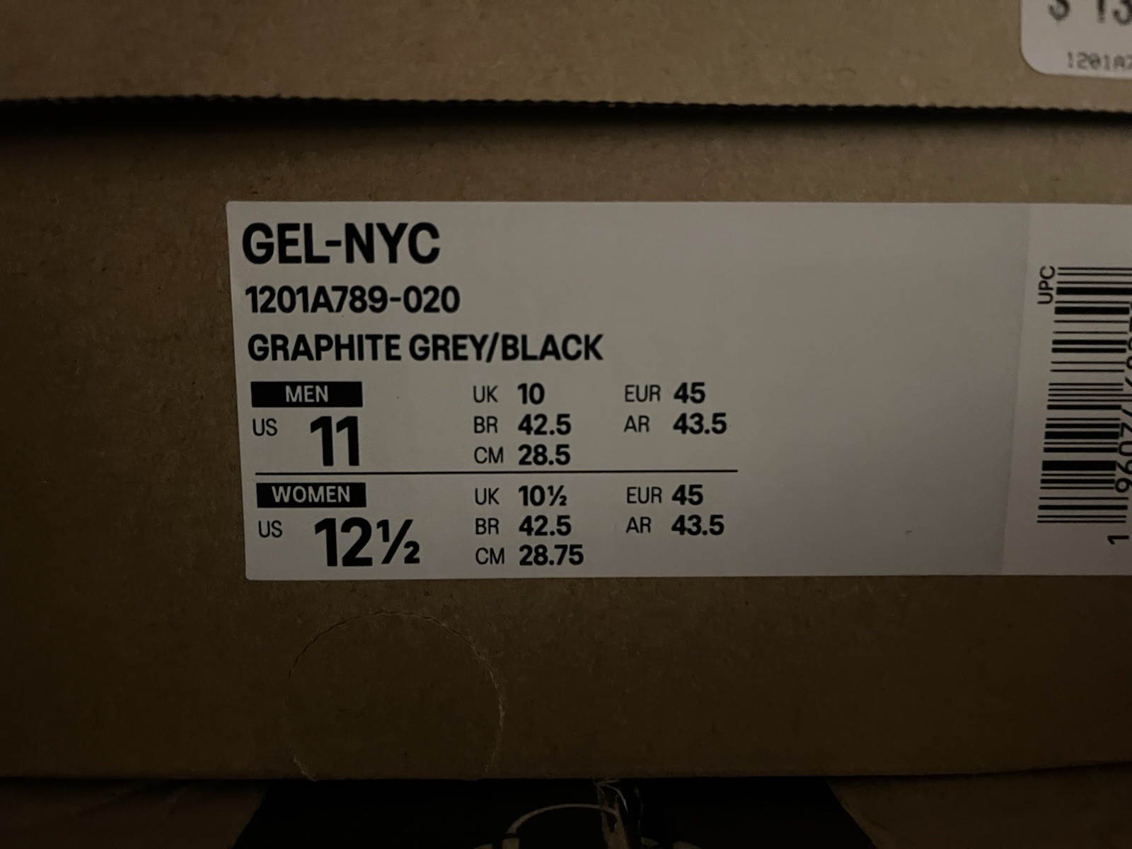 Size 11 – ASICS Gel NYC Graphite Grey Black
