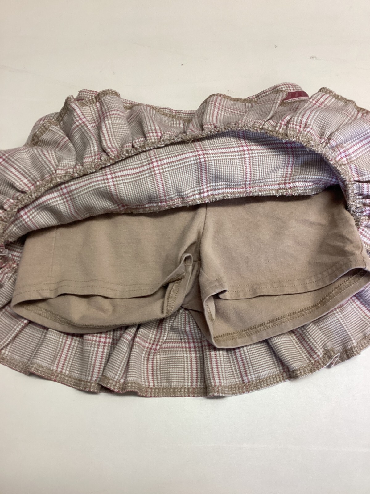 George Brown Pink Plaid Multi Ruffle Pull On Skirt girls sz 4