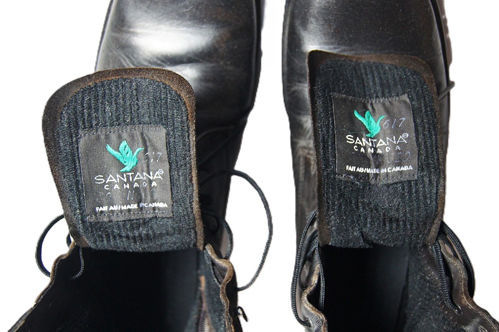 Santana® Canada Low Boots Black Sz. 8.5M W/Side Zipper AND Lace-Up Vintage 1997