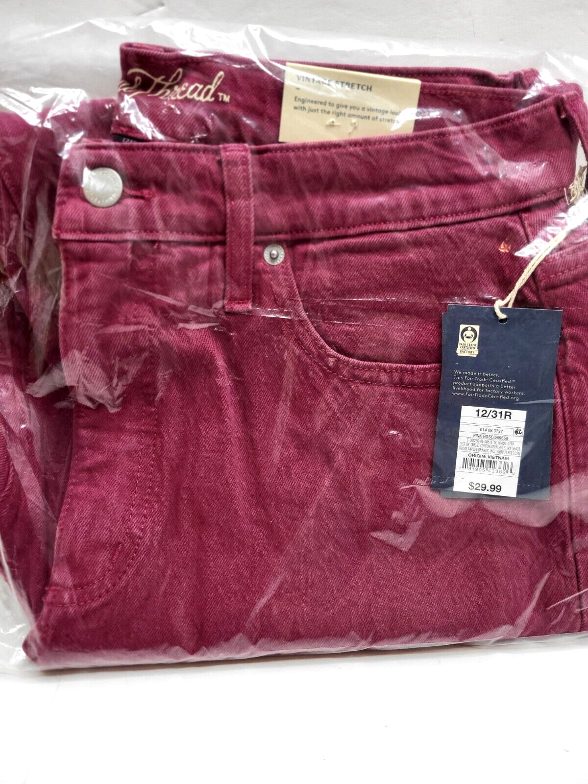 Universal Thread 12/31R Pink Rose Vintage Stretch Straight Womens Jean Pants