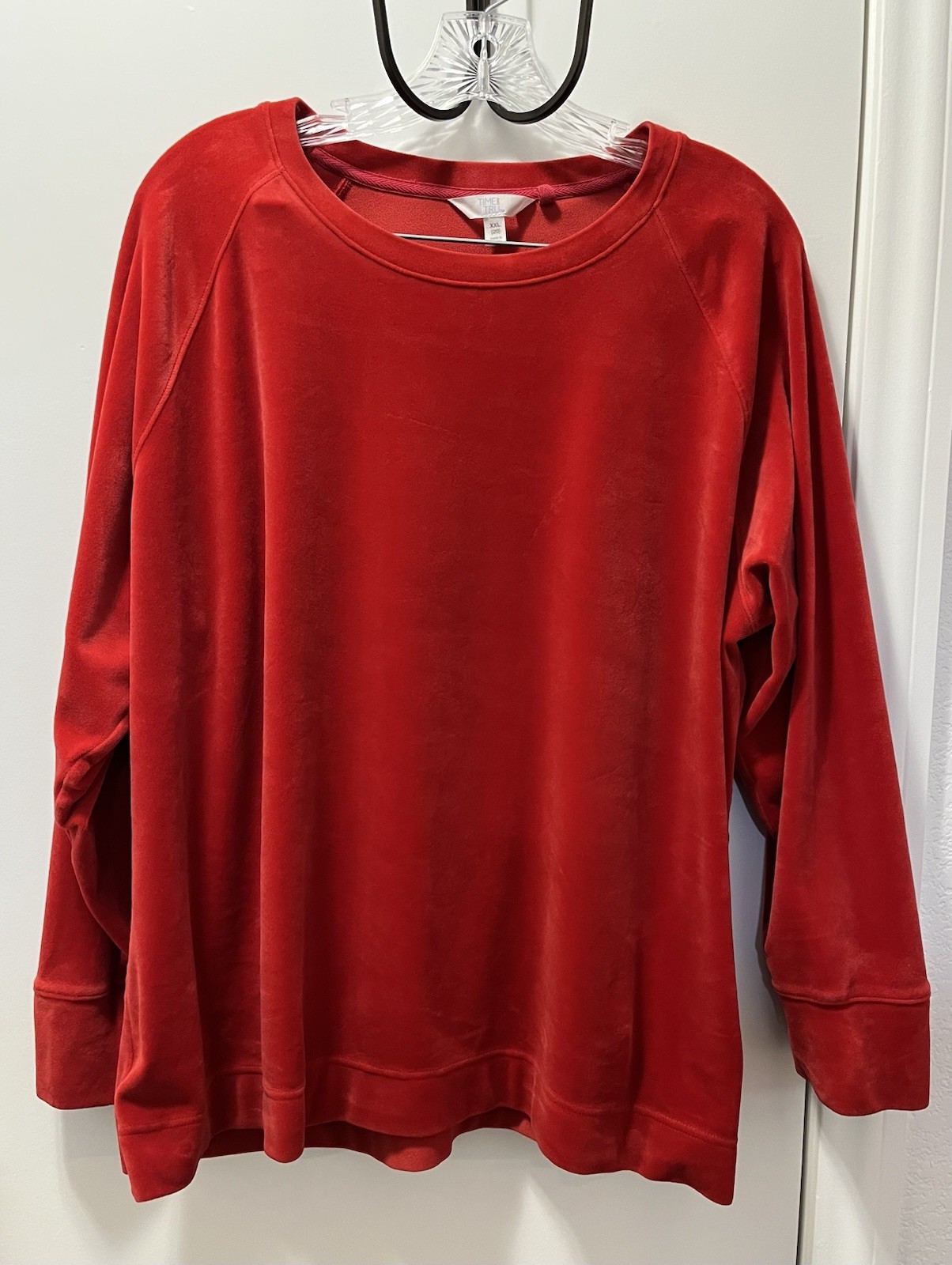 Time And Tru Red Velour Long Sleeve Pullover Top Women’s Size: XXL (20)