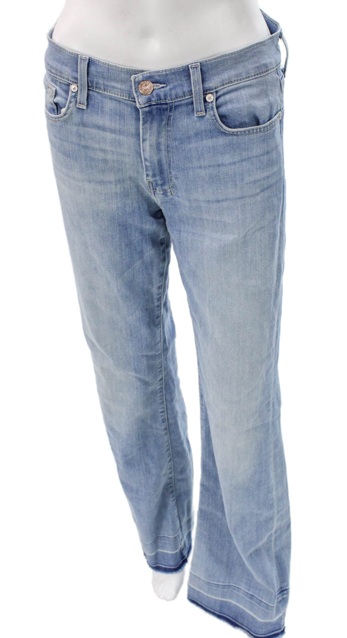 7 For All Mankind Womens Blue Flared Jeans Size 28