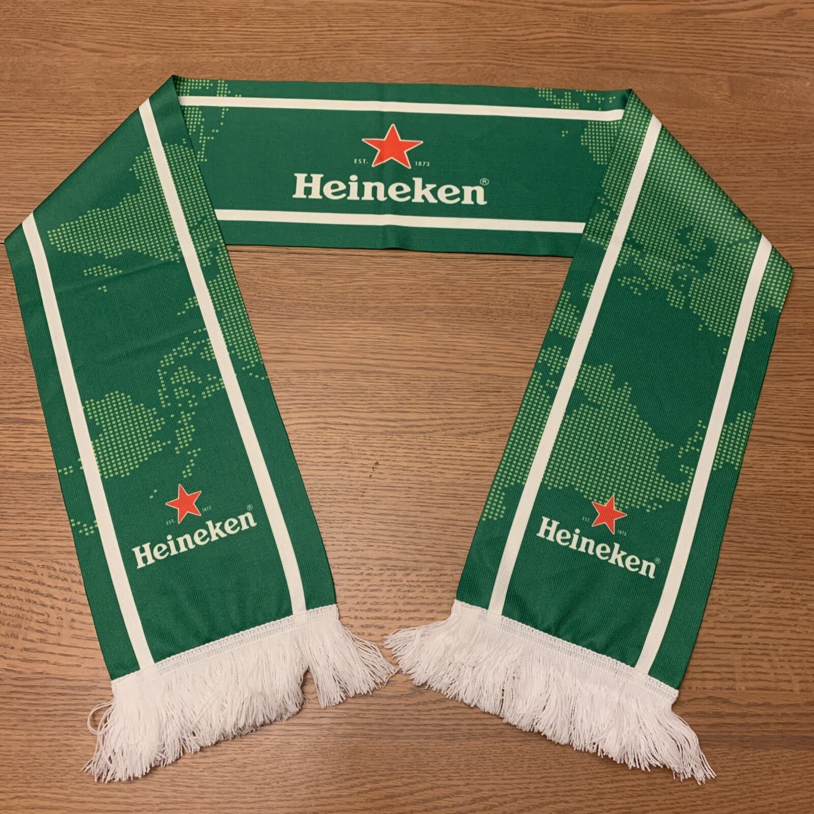 Heineken Green Unisex Scarf w/Fringe – Mancave Party Decor 58” x 6.75”
