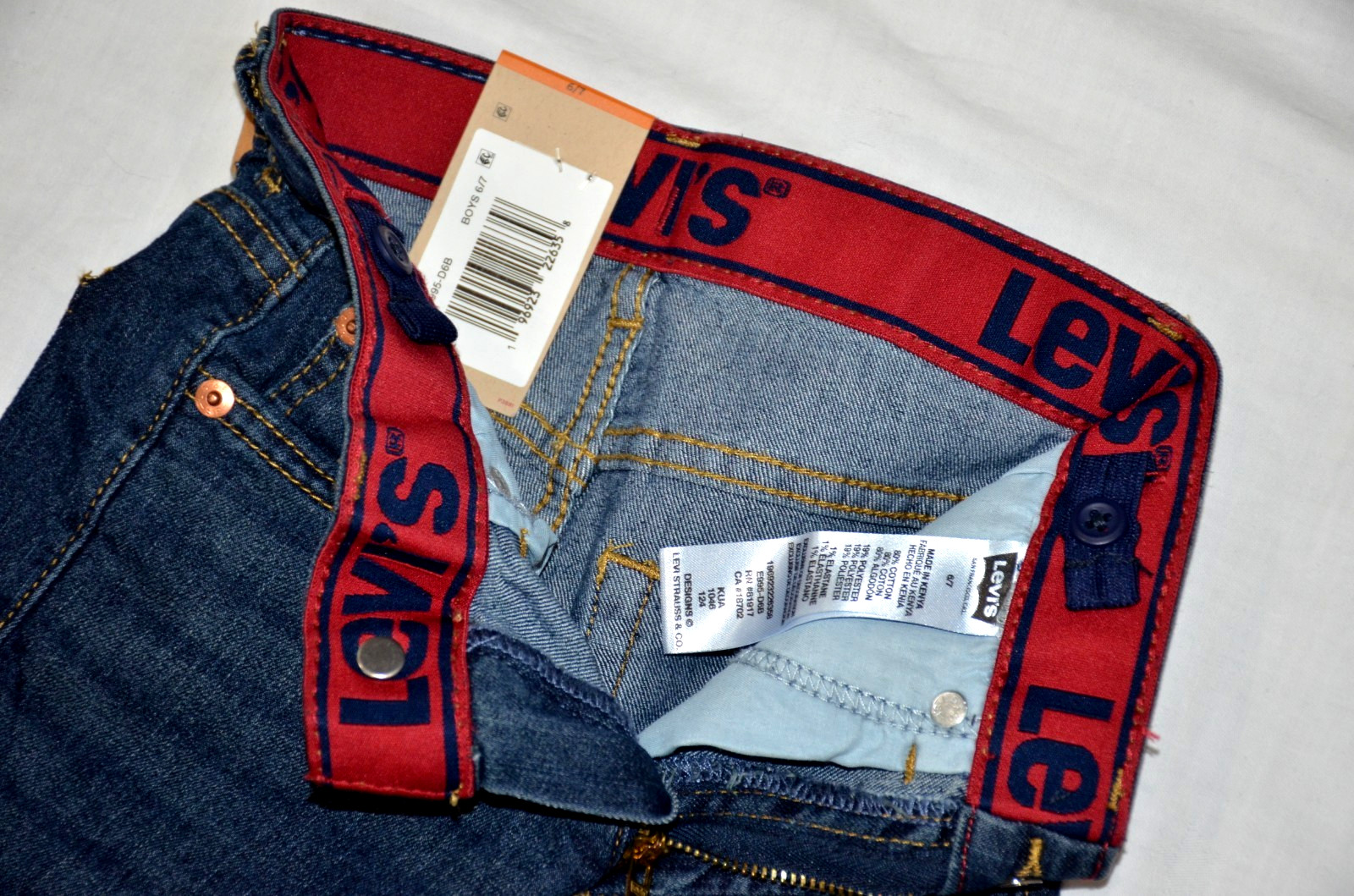 NEW Levi’s Boys 511 Stretch Flexible Denim Jean Shorts Size 6/7 Adjustable Waist