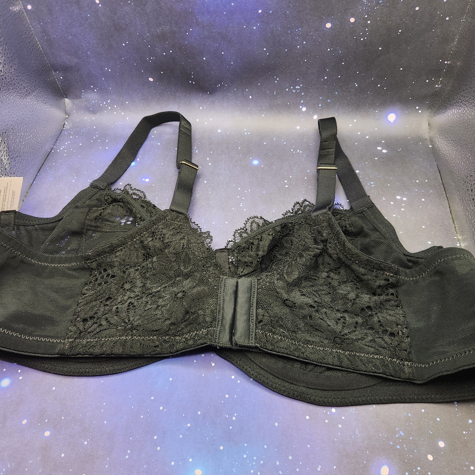 Auden Solid Black w Lace Underwire Full Coverage Unlined Bra 42 C NEW
