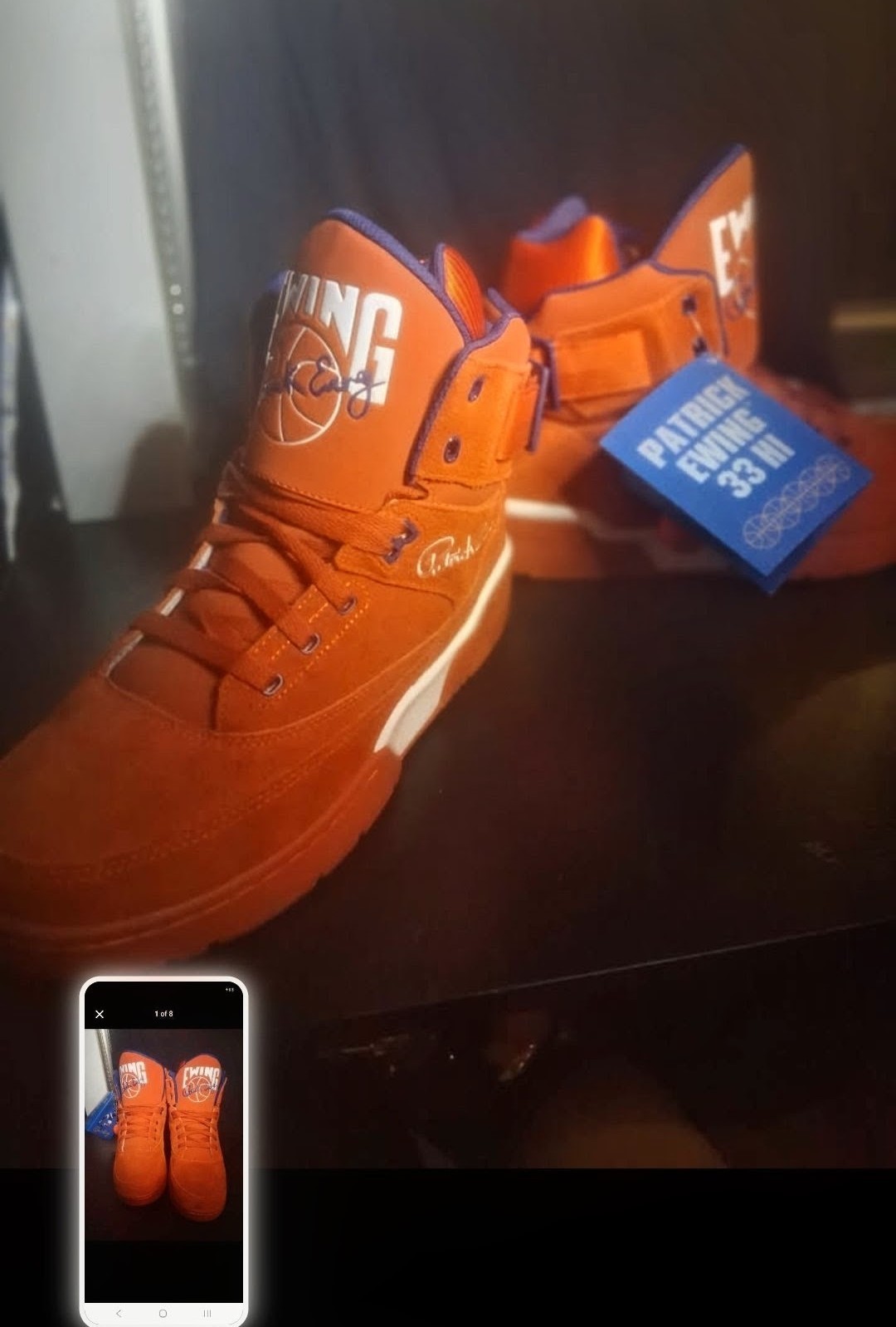 Ewing Athletics 33 Hi Orange/Blue/White Lace Up High Top Basketball Sneaker