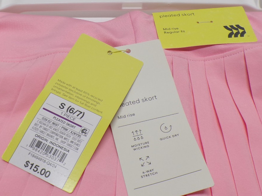 All in Motion Girls Pleated Skort Mid Rise Regular Fit Pink S (6/7)