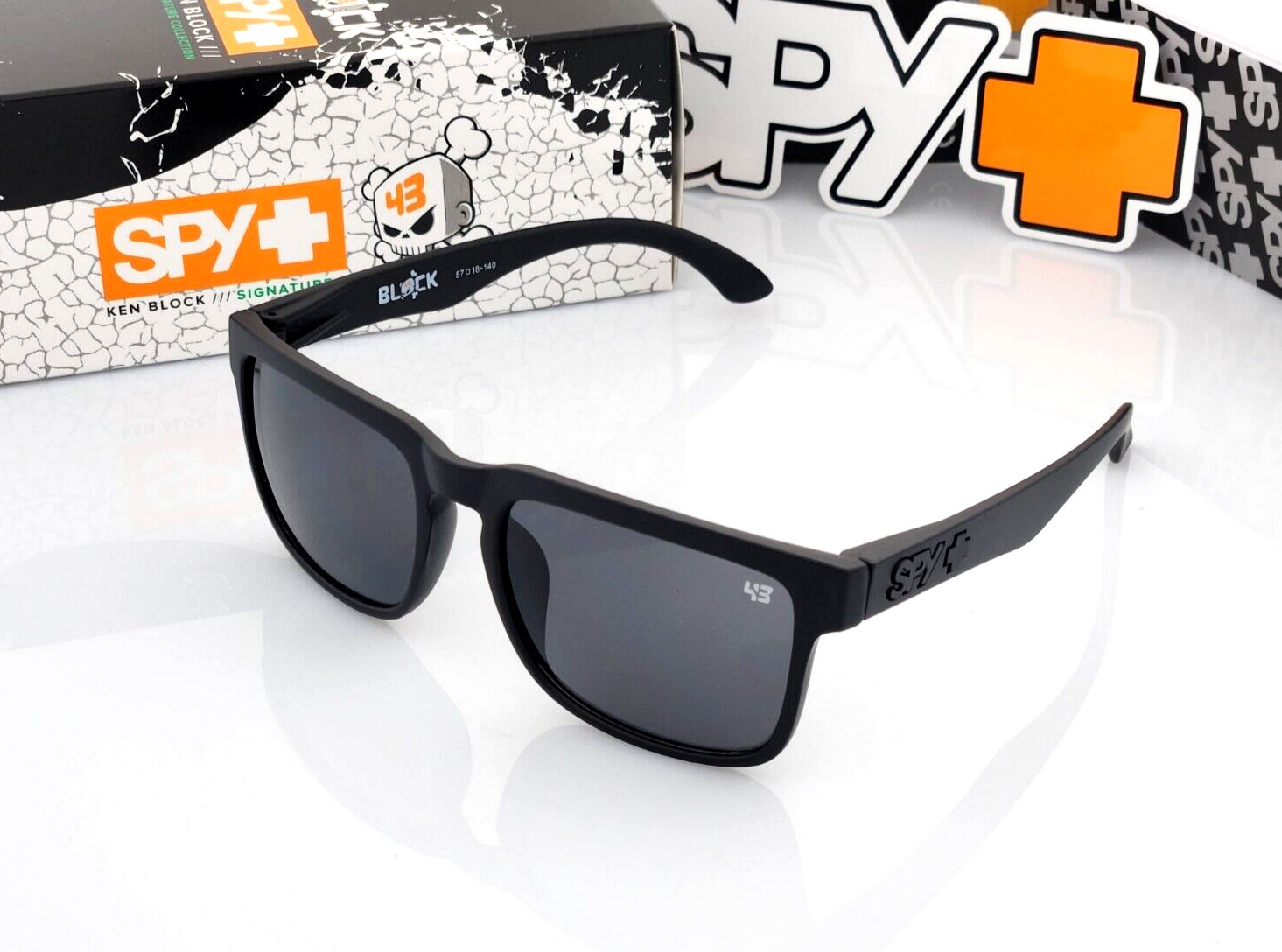 Blackout Spy Helm Promo Sunglasses Matte Black Dark Smoke Lens Black Logo S8