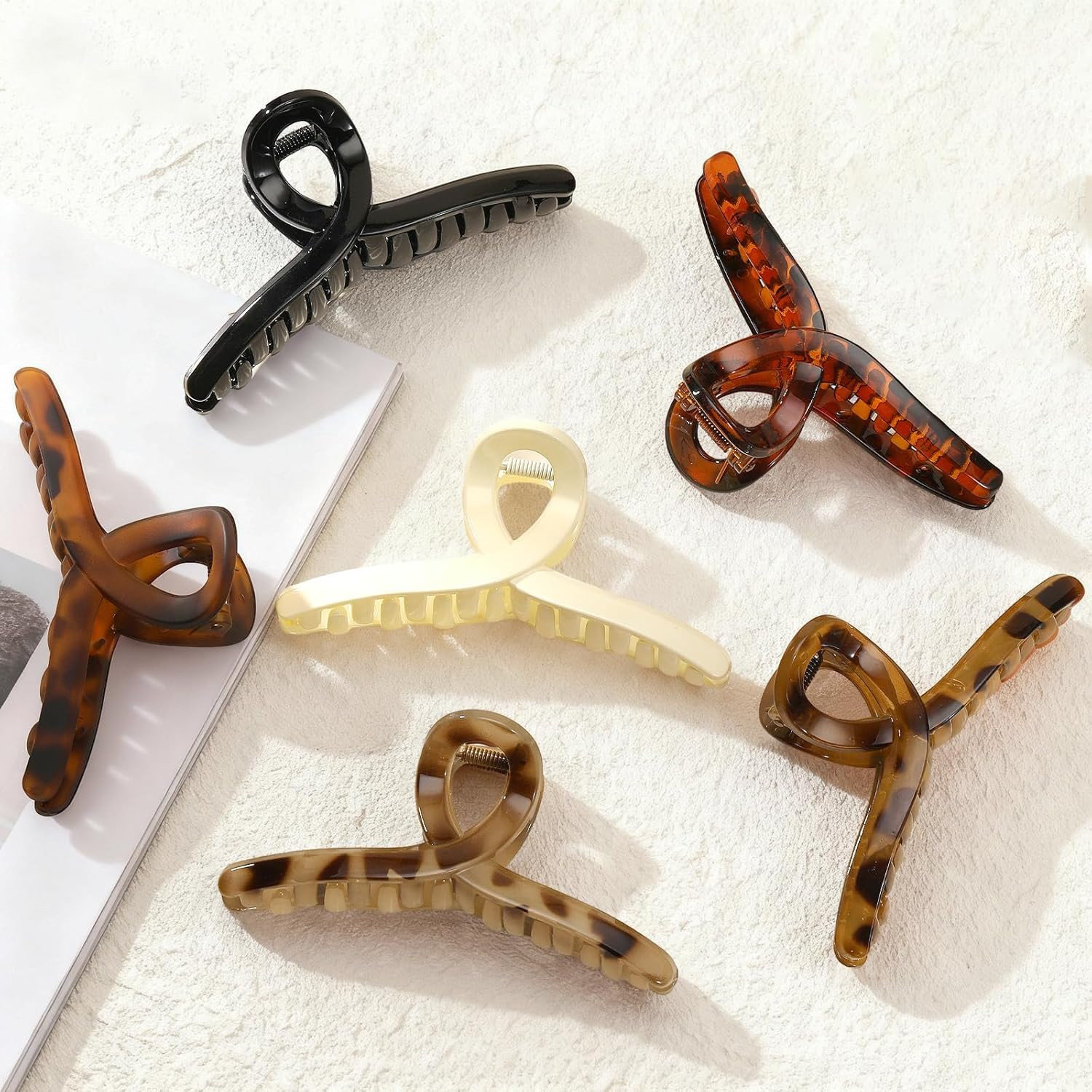 6 Pcs Medium Tortoise Shell Claw Clip – 4.3 Inch Hair Clips