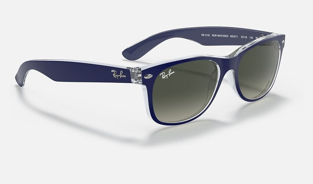 Ray-Ban New Wayfarer Mix Matte Blue/Transparent Grey Gradient 52 mm Sunglasses
