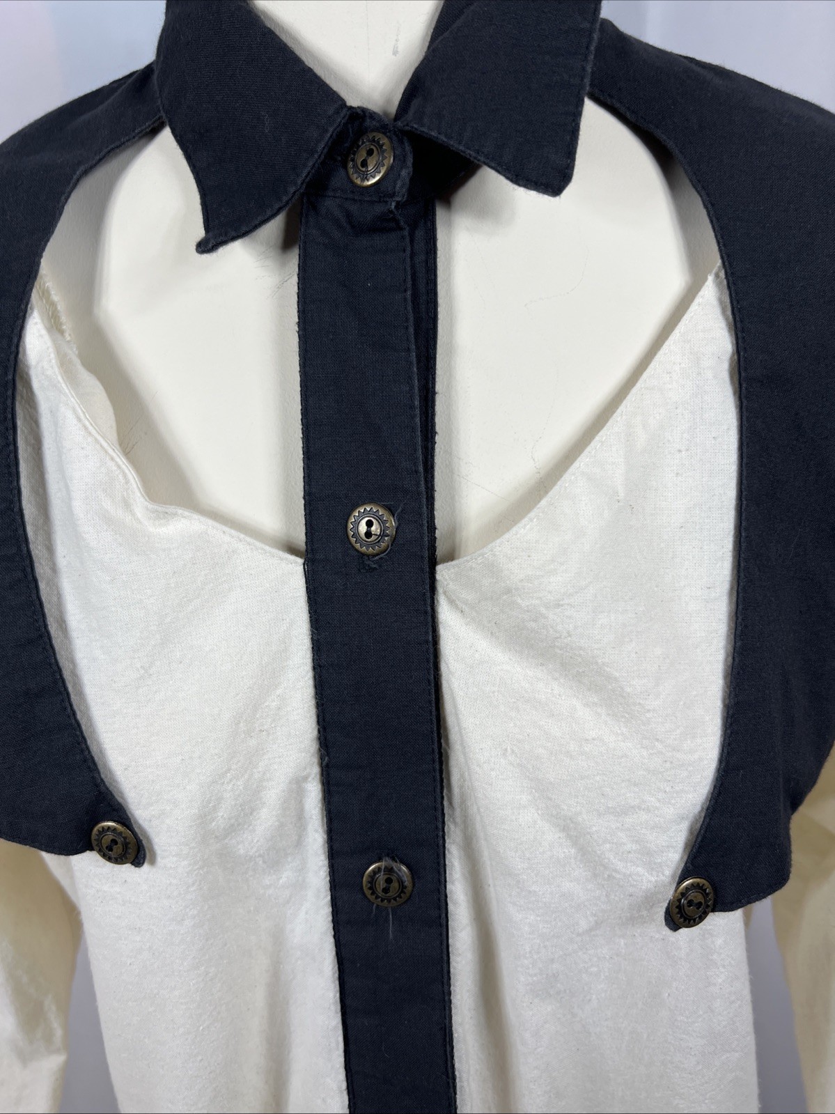 Ozark Mountain Vintage White Keyhole Western 100% Cotton Rodeo Blouse Size Small