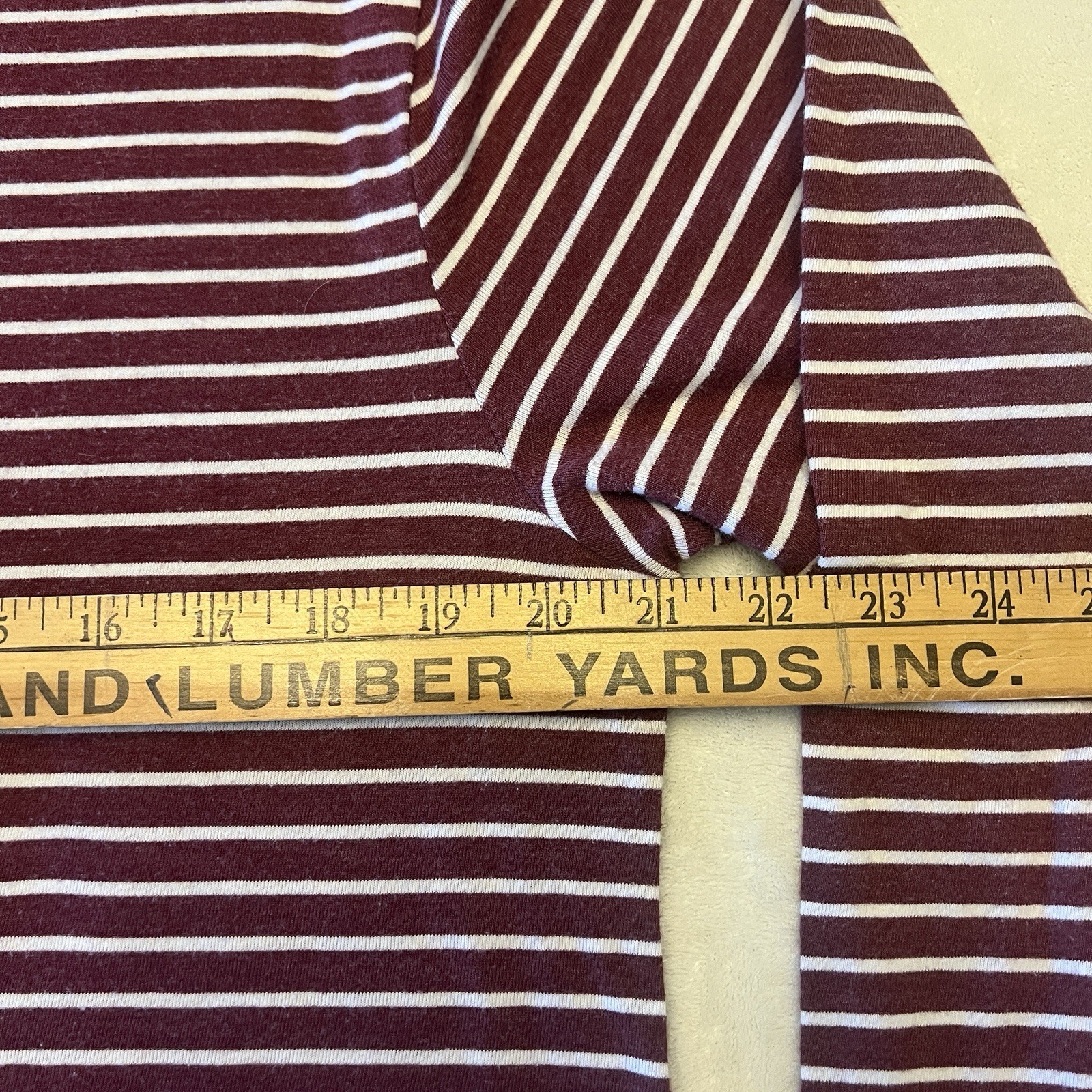 Old Navy Long Sleeve Maroon and white Striped Shirt cotton mens vintage inspired