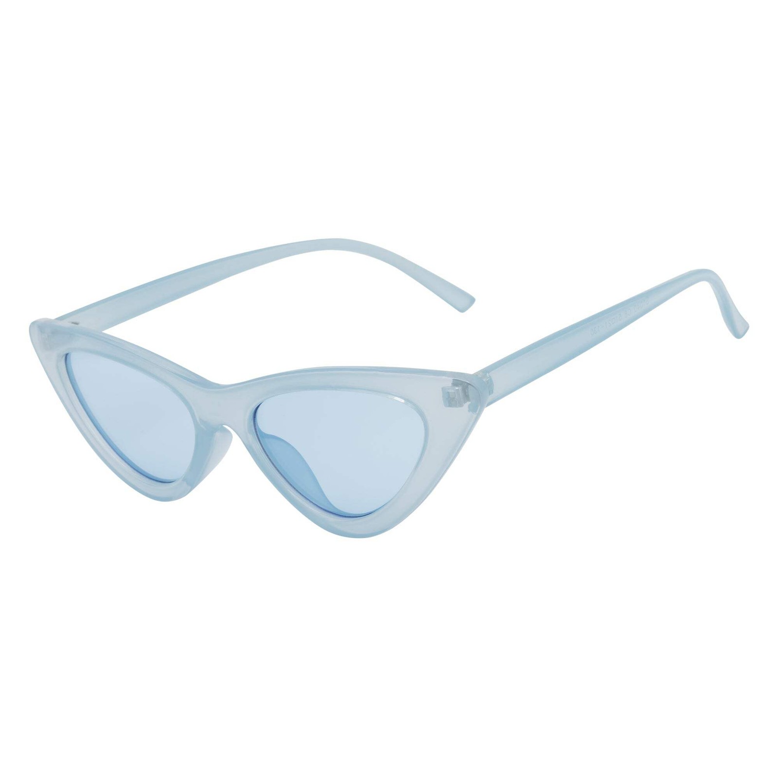 FELINE – Thick Oval Retro Small Cat Eye Sunglasses Blue Blue Tint
