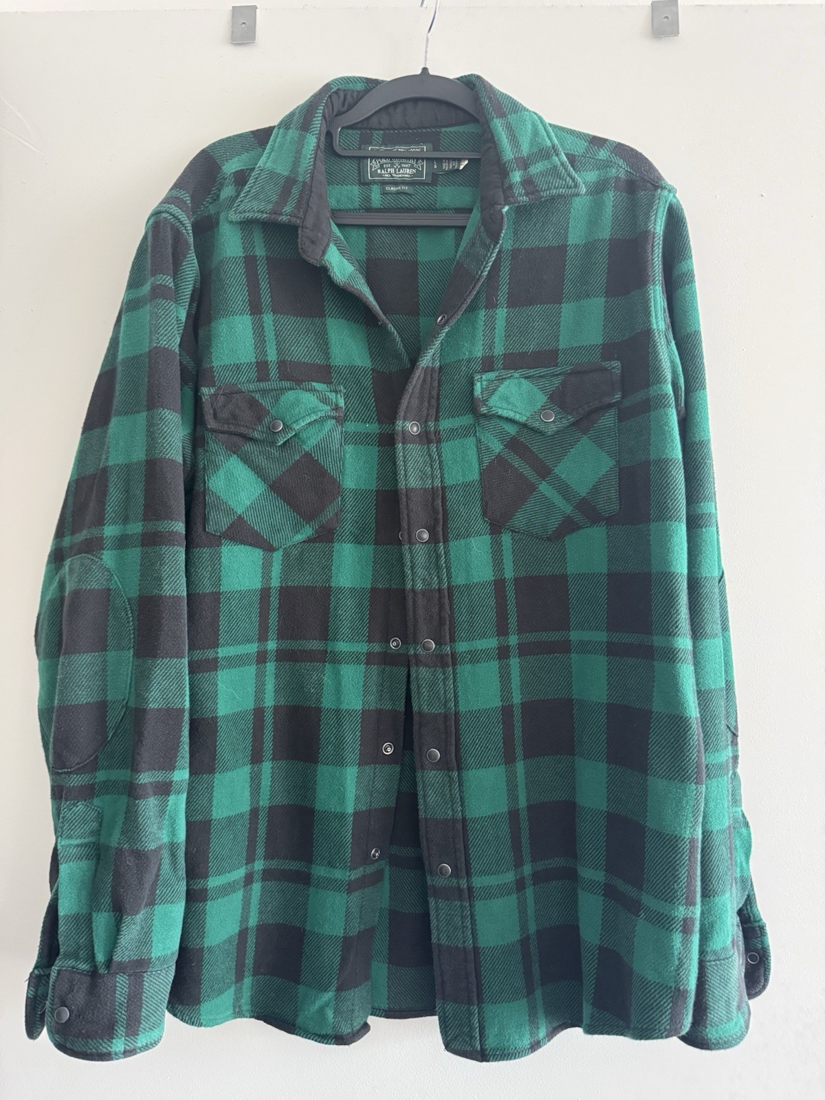 Ralph Lauren Men’s Long Sleeve Snap Buttons Heavy Flannel Shirt Size Large