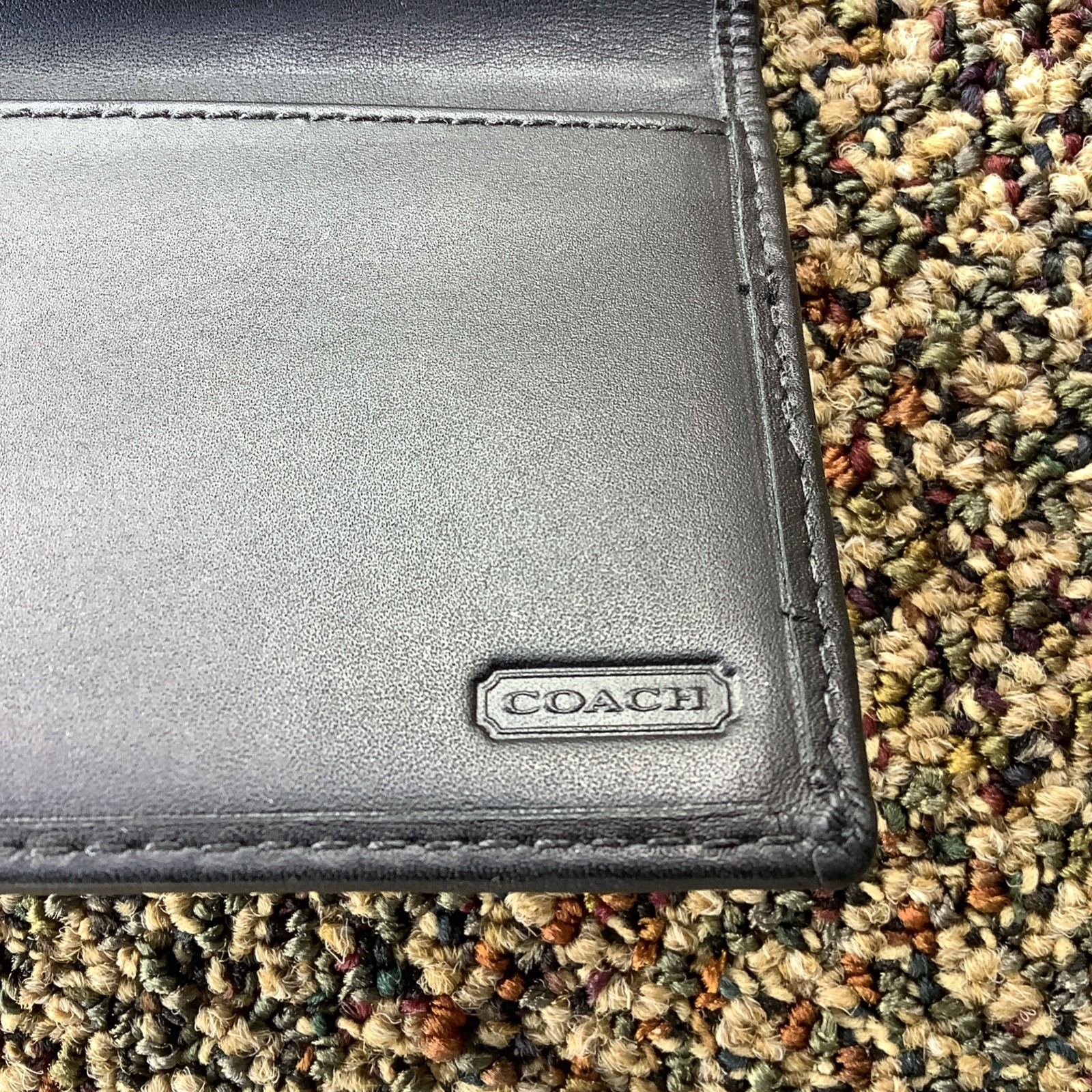 Coach Checkbook Cover Monogram Bifold Signature CC Canvas Black Leather