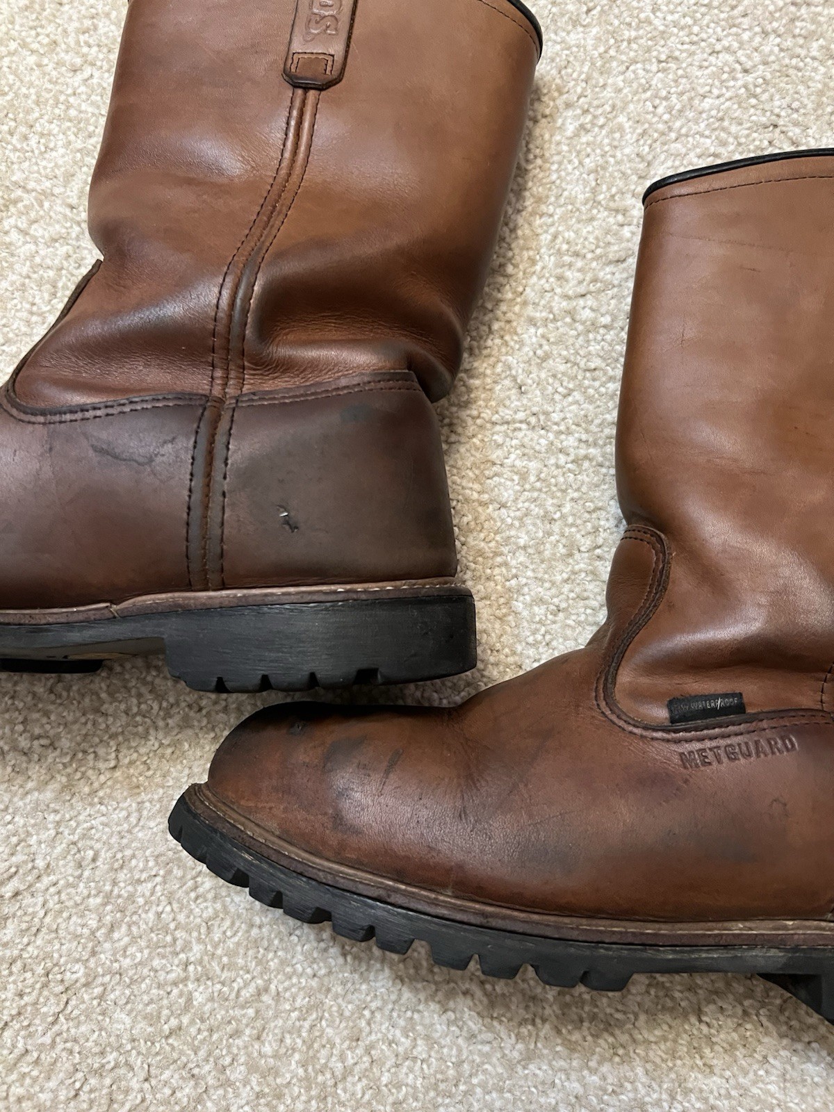 Red Wing Men 12 D Pecos Brown Leather Pull On Safety Work Boots Steel Toe