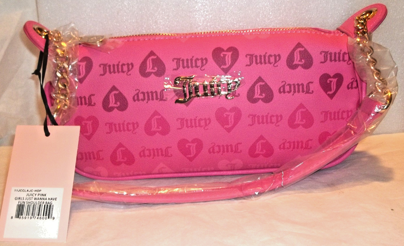Juicy Couture Juicy Pink Girls Just Wanna Have Fun Shoulder Bag Purse Chain NWT