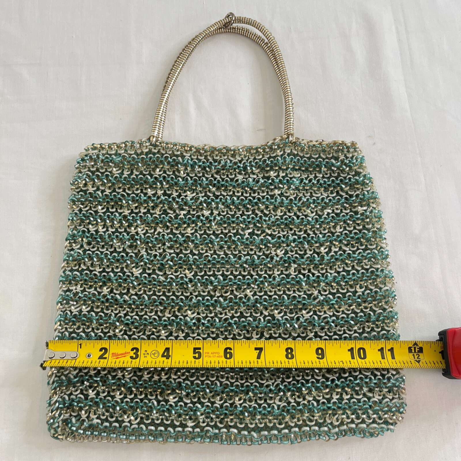 ANTEPRIMA Tote Bag Handbag Blue Gold White Mesh PVC Wire Square