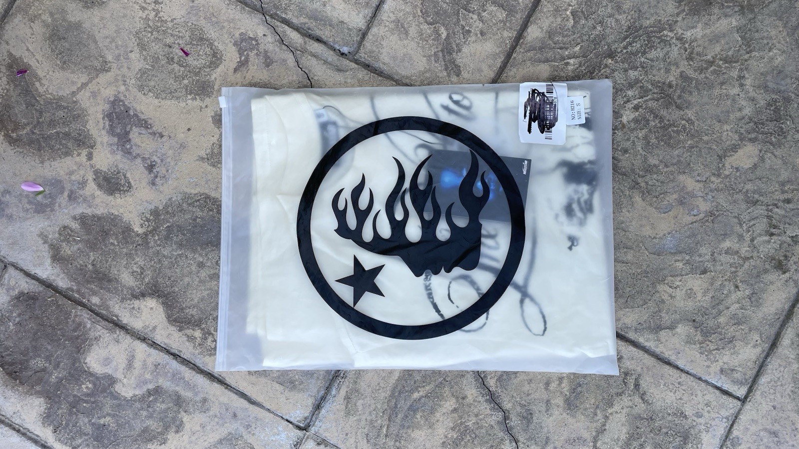 HELLSTAR White Graphic Print Short Sleeve Cotton T-Shirt Men’s S Crew Neck