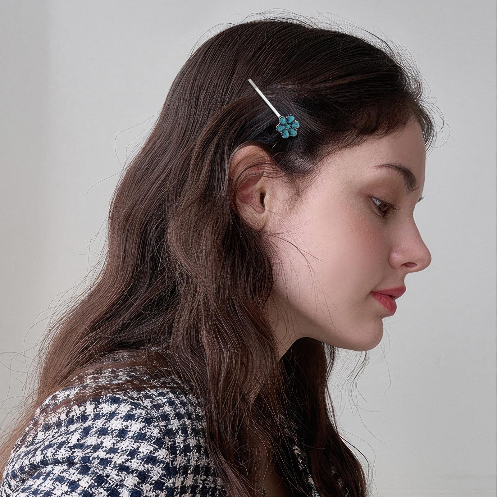 7PCS Turquoise Retro Decorative Bobby Pins 1 Count (Pack of 7), turquoise