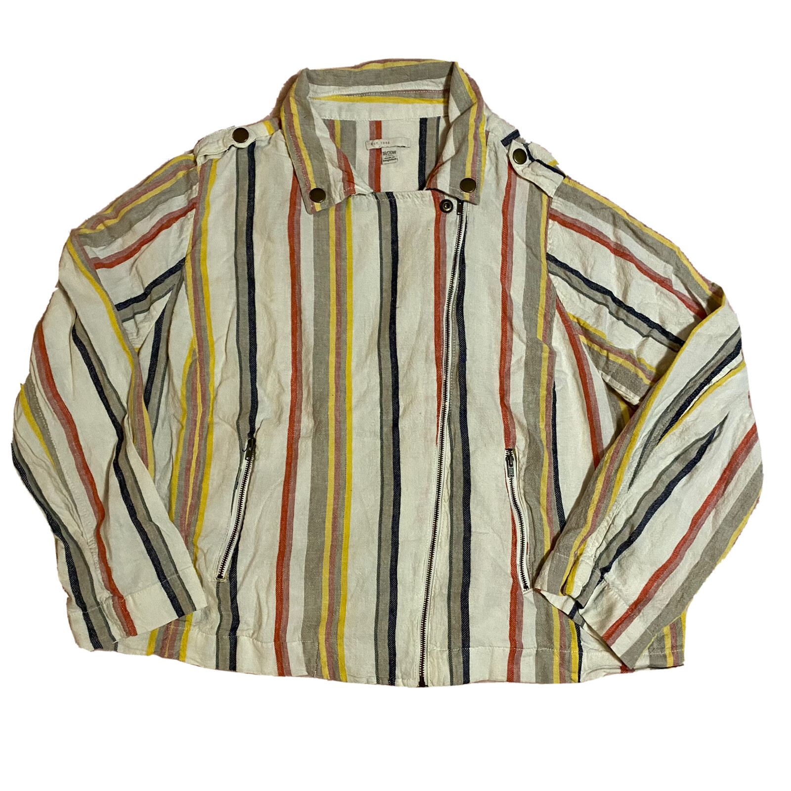 Est. 1946 Women’s Zip Up Collared Vertical Striped Long Sleeve Shirt Size 18/20W