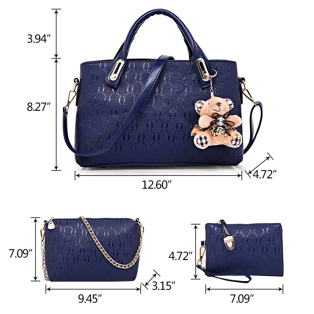 4Pcs/Set Women Lady Leather Handbags Messenger Shoulder Bags Tote Satchel Purse