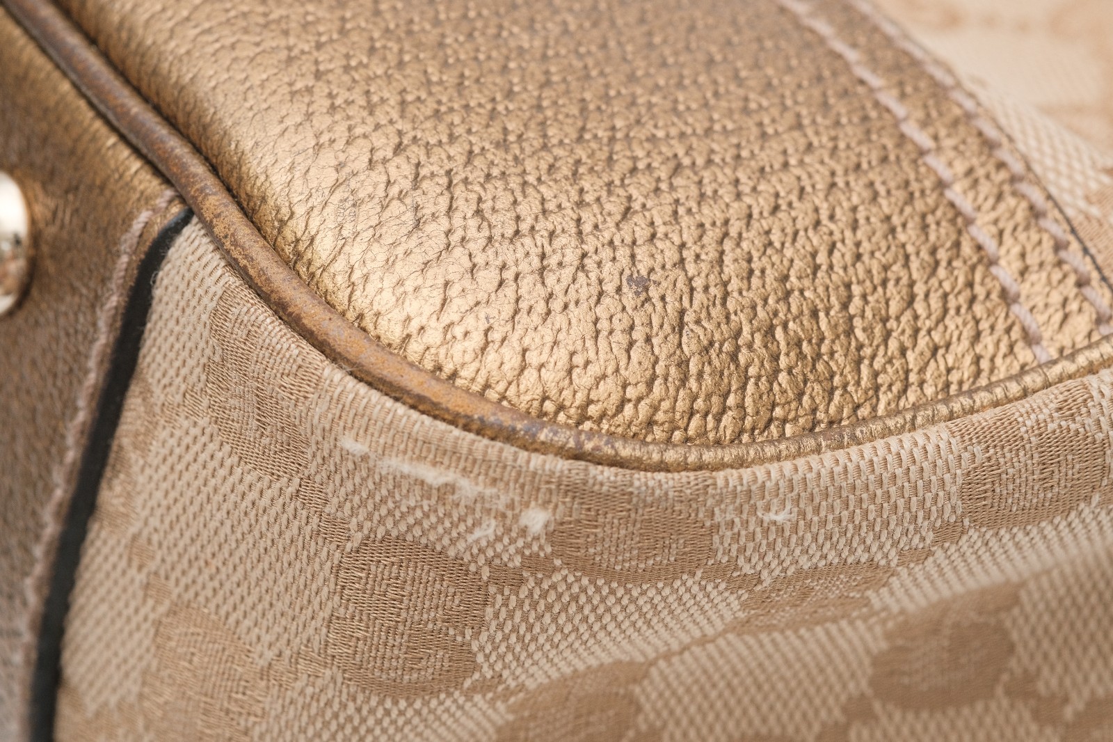 GUCCI Princy Tote Shoulder Hand Bag GG Canvas Gold