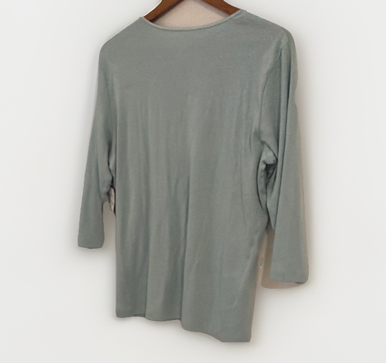 NWT Christopher & Banks Sea foam Knit 3/4 Sleeve Blouse Petite XL Cotton Blend